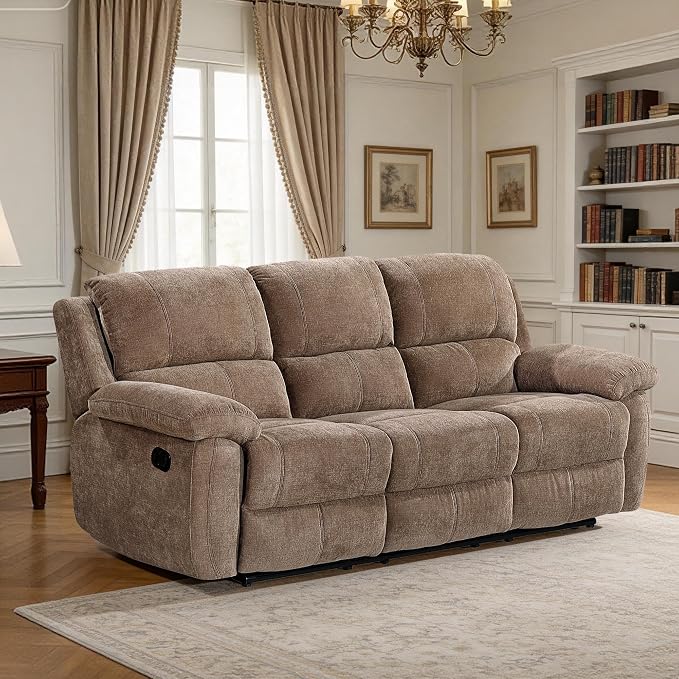 Betsy Furniture Modern Fabric Recliner Sofa Set, Loveseat w/Console, Recliner by BetsyFurniture