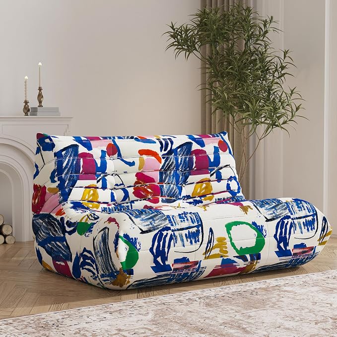 YVDNHP Bean Bag Chair Loveseat, 2 Seater, High Density Memory Foam, Adults & by Unknown