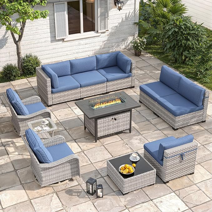 8-Seat Outdoor Wicker Patio Furniture Set by MASIONBACKYARDS