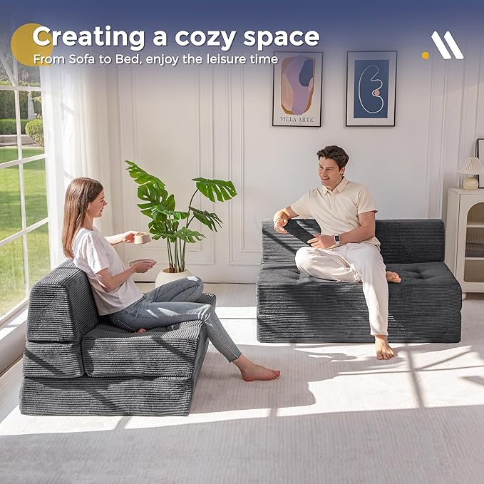 MAXYOYO 8" Folding Sofa Bed, Fold Out Chair Bed Sleeper Chair, Convertible - Image 4