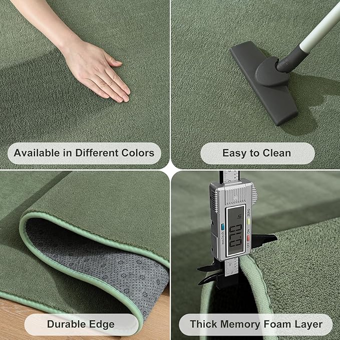 Amearea 4x4 Square Area Rugs for Bedroom Living Room, Sage Green Thickened - Image 5