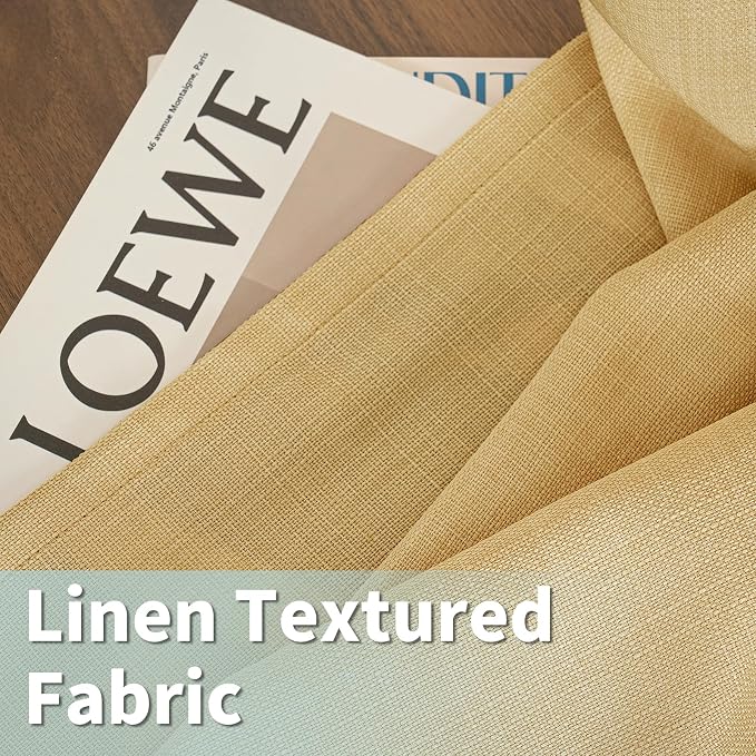 LAMIT Faux Linen Curtains for Bedroom, Grommet Thick Linen Drapes Light - Image 8