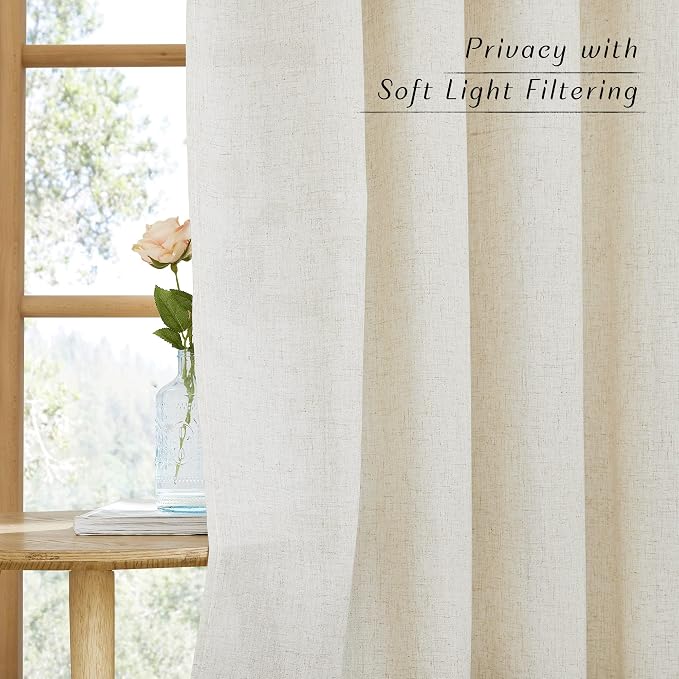 NICETOWN Linen Blend Kitchen Window Curtains Over Sink, Grommet Short Curtains - Image 5
