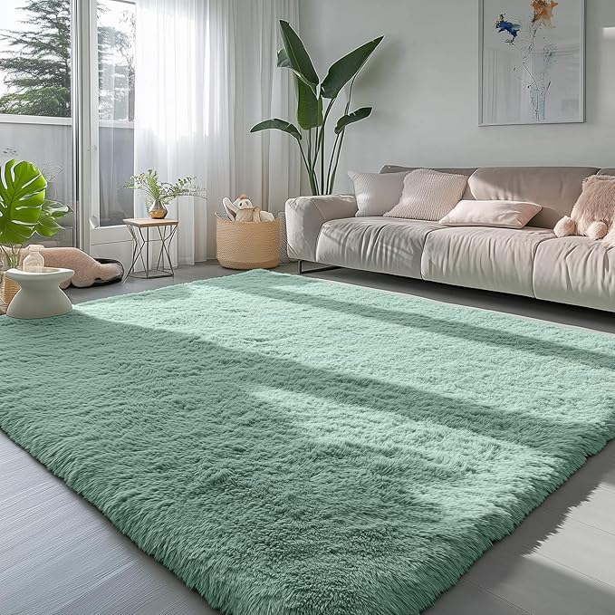PAGISOFE Sage Green Rugs for Bedroom, 3x5 Ft Shaggy Rug Plush Fuzzy Carpet for - Image 9
