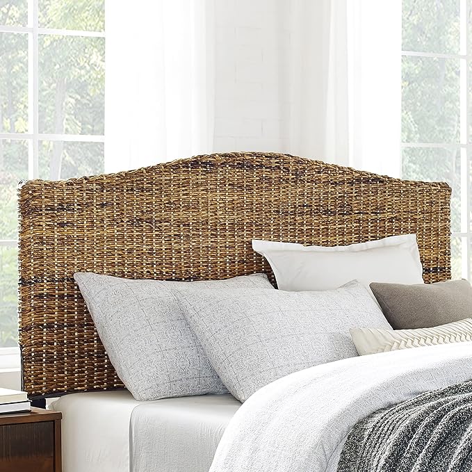 Crosley Furniture Serena Handwoven Natural Fiber Rattan Bed Headboard, Banana - Image 7