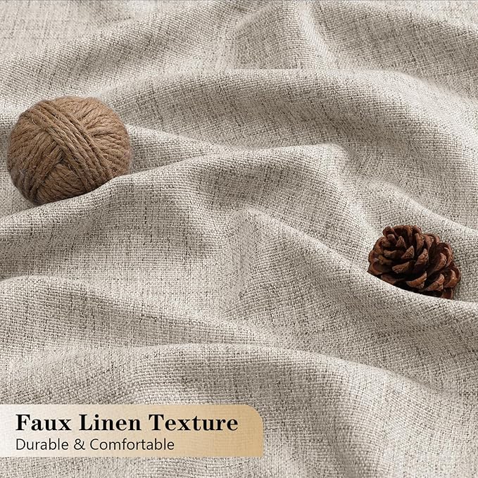 OVZME Valance for Windows, Light Filtering Faux Linen Textured Small Kitchen - Image 4