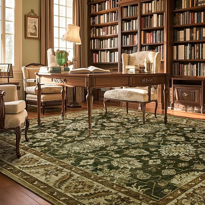 Area Rug for Living Room, 8x10 Area Rugs Washable, Retro Floral Non-Slip Carpet - Image 4