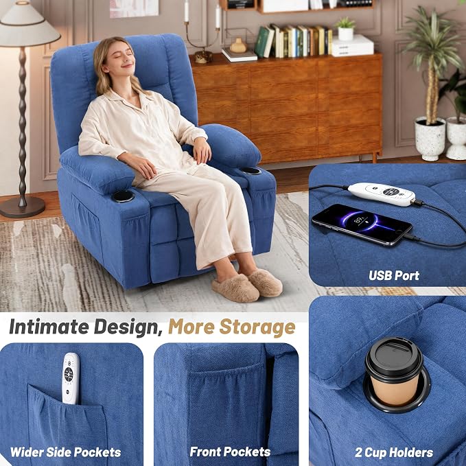 Rocker Recliner Chair with Massage and Heat, Nursery Rocking Chairs - Image 8