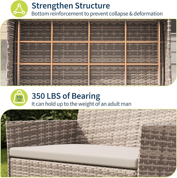 GarveeLife 4-Piece Patio Furniture Set, Rattan Outdoor Furniture - Image 3