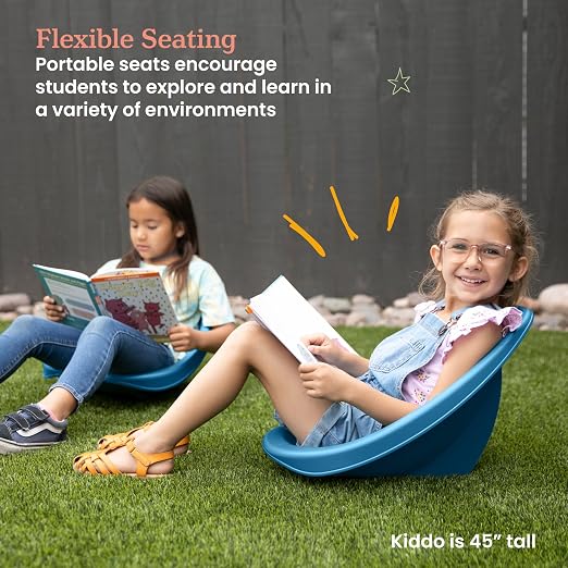 ECR4Kids Plastic Leaf Scoop Floor Rocker Seat, Classroom Furniture, Peacock Blue - Image 4