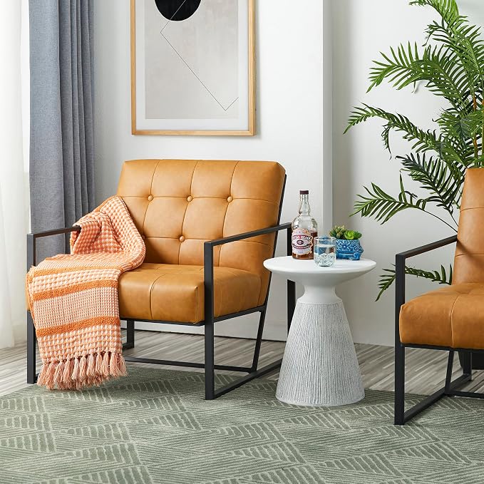 Glitzhome Mid Century Modern Accent Chair, Modern Living Room Chairs - Image 3
