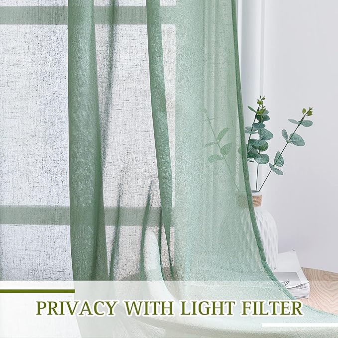 NICETOWN Flax Linen Sheer Curtains 108" Long - Image 5