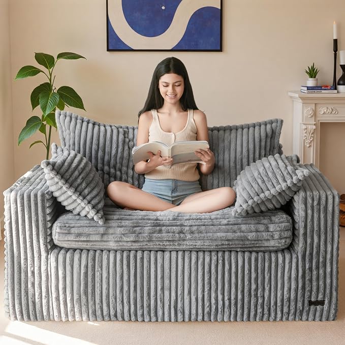 MAXYOYO 59" Bean Bag Sofa Couch, Loveseat Boneless Couch in a Box, Upholstered by MAXYOYO