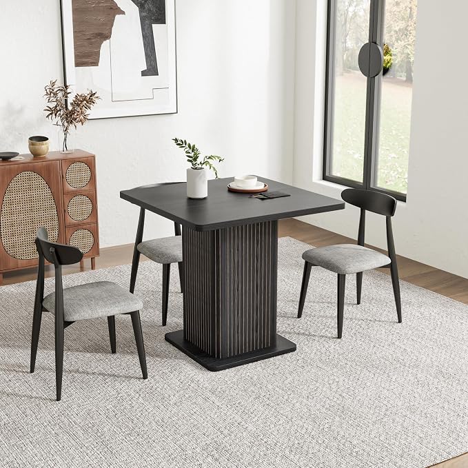 Small Black Dining Table for 2-4, 31.5 Inch Farmhouse Square Kitchen Table - Image 7