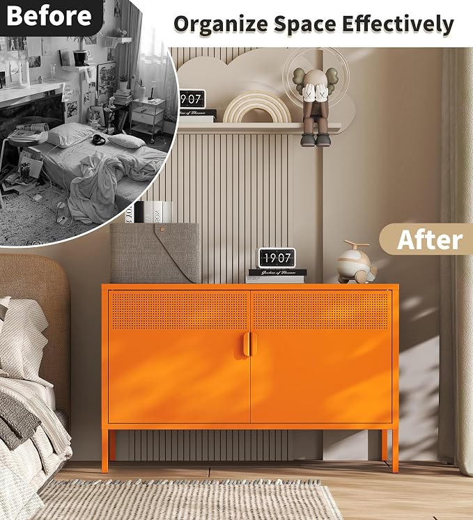Orange Metal Storage Cabinet - Image 5