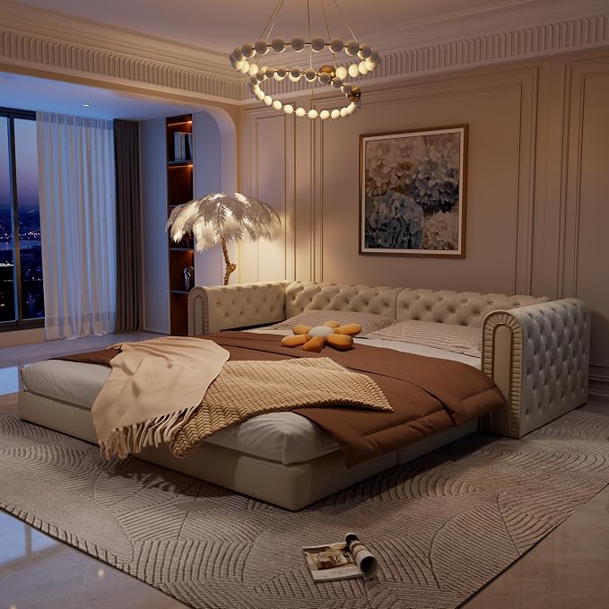 90.6'' Velvet Folding Floor Sofa Bed - Image 9
