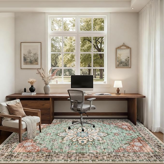 4x6 Area Rugs for Living Room: Washable Rug Soft Vintage Distressed Floral - Image 5