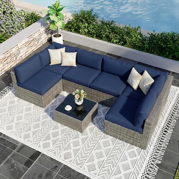 Wisteria Lane 7 Pieces Outdoor Patio Furniture Set, Wicker Outdoor Patio by WisteriaLane