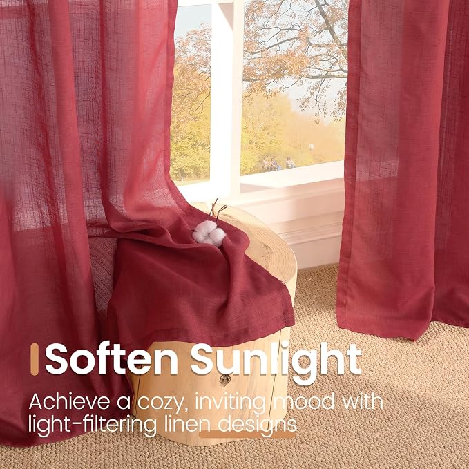 BGment Linen Curtains 36 Inch Length, Small Half Drapes - Image 5