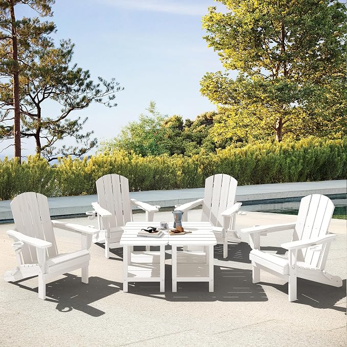 SERWALL Double Adirondack Side Table Set of 6, End Table- White - Image 9