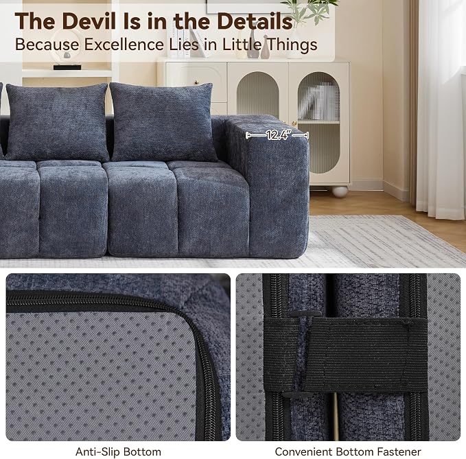 160" Boneless Couch, Oversized Cloud L Shaped Couch, Modular Sectional Sofa - Image 3