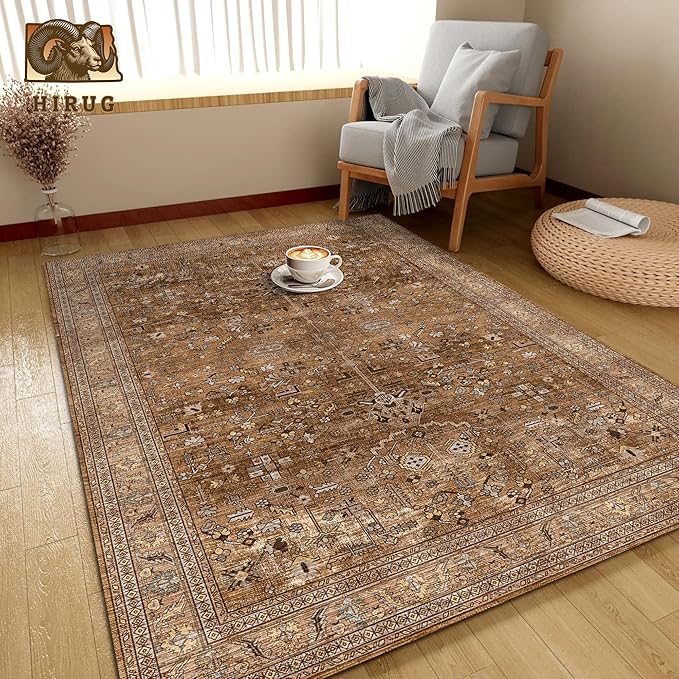 Washable Area Rug 8' x 10' Vintage Traditional Persian Mat - Image 4