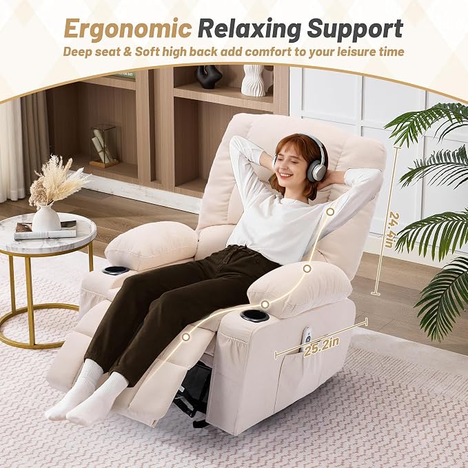 Rocker Recliner Chair with Massage and Heat, Nursery Rocking Chairs - Image 5