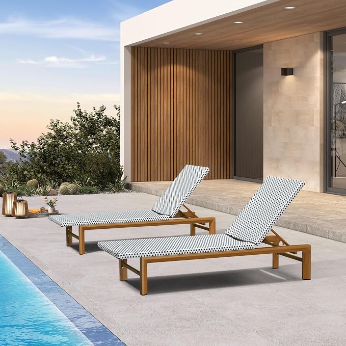 PURPLE LEAF Extra Wide Patio Chaise Lounge Set of 2 Outdoor Lounger French PE by PURPLELEAF