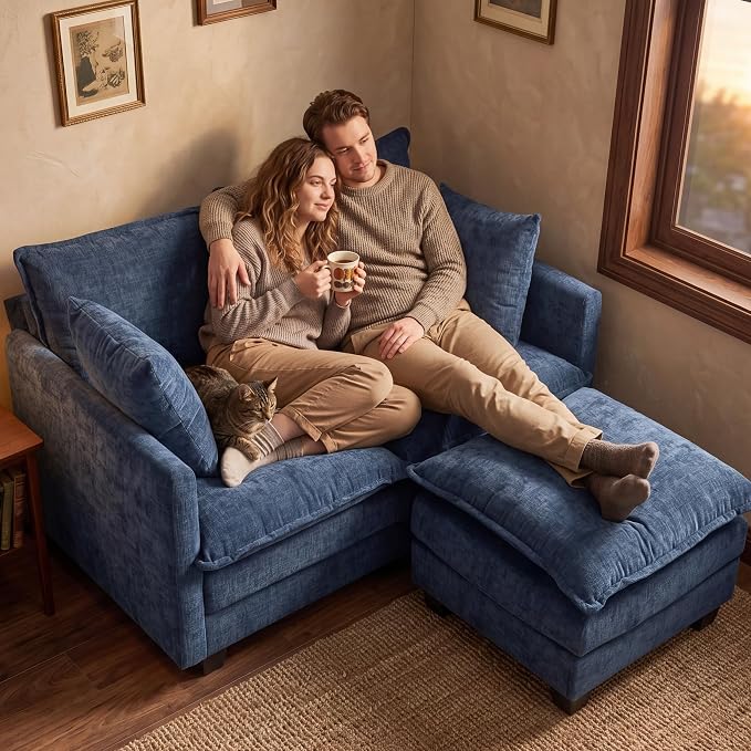 Loveseat Sofa with Ottoman, Cloud 3-Layer Cushion, Living Room, in a Box by KeepYoungJoyFitYourFlow