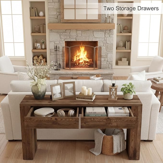 LITTLE TREE Solid Wood 63 Inches Console Table - Image 4