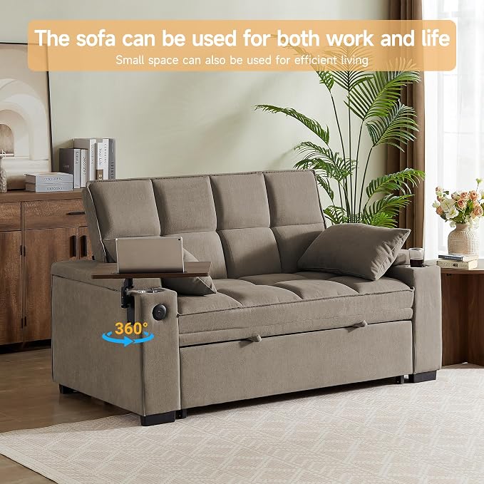 Auvsoce 65" Sleeper Sofa Bed Loveseat, Convertible Couch - Image 5