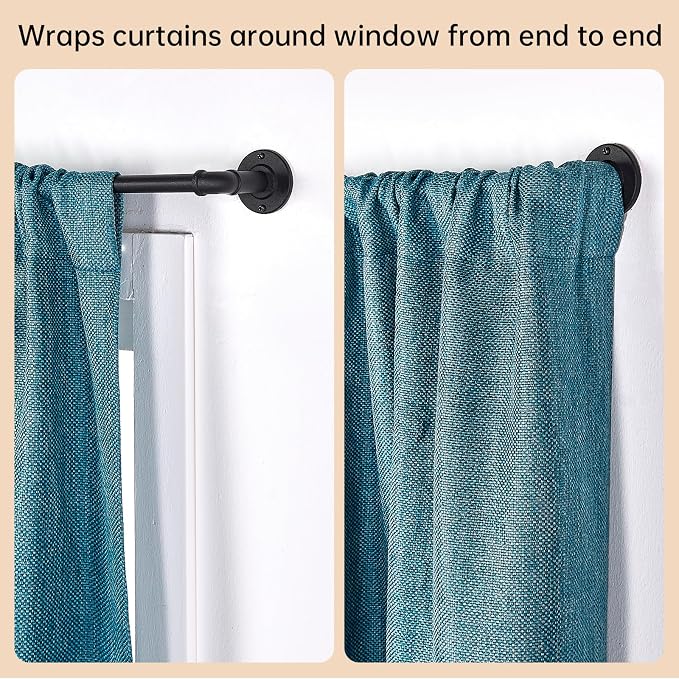 2 Pack Industrial Curtain Rods for Windows 28 to 48 Inches, for Indoor and - Image 4