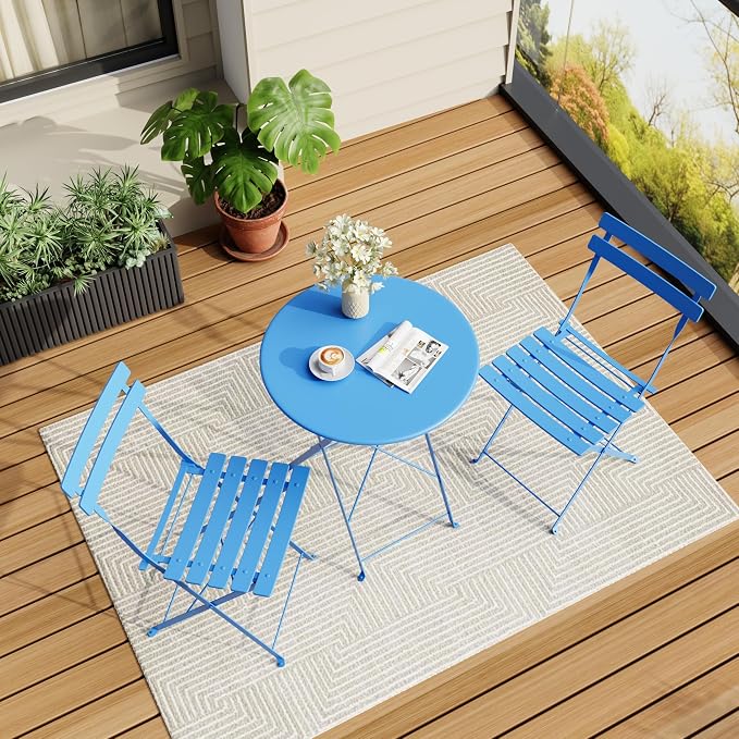 3-Piece Folding Bistro Set, Outdoor Patio Furniture Set - Image 8