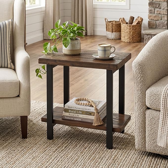 Alaterre Furniture Pomona Living Room 2-Tier Solid Wood End Table - Image 2