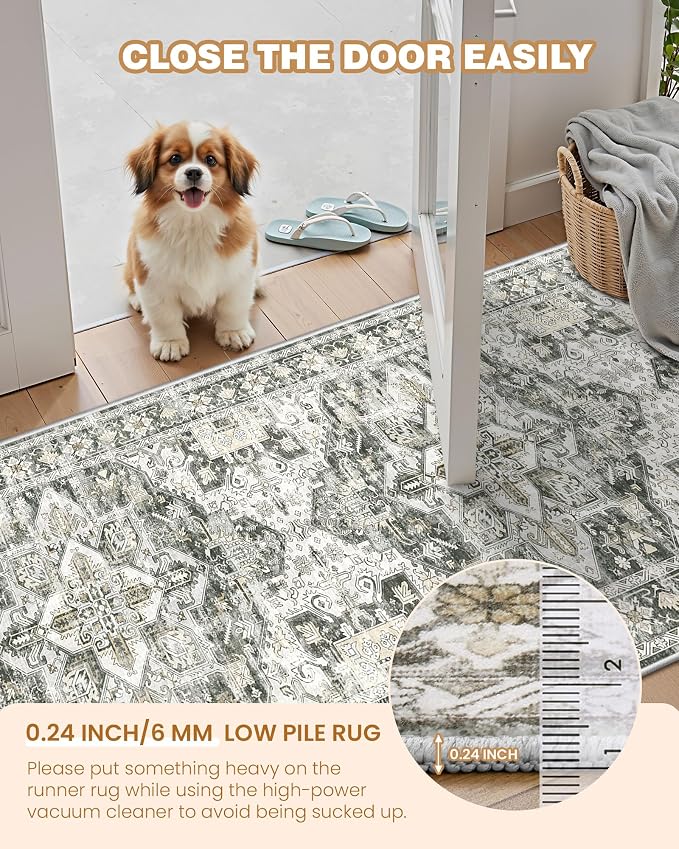 Kitchen Runner Rug Non Slip Washable 2.5x8, Soft Low Pile Entryway Rug Runners - Image 6