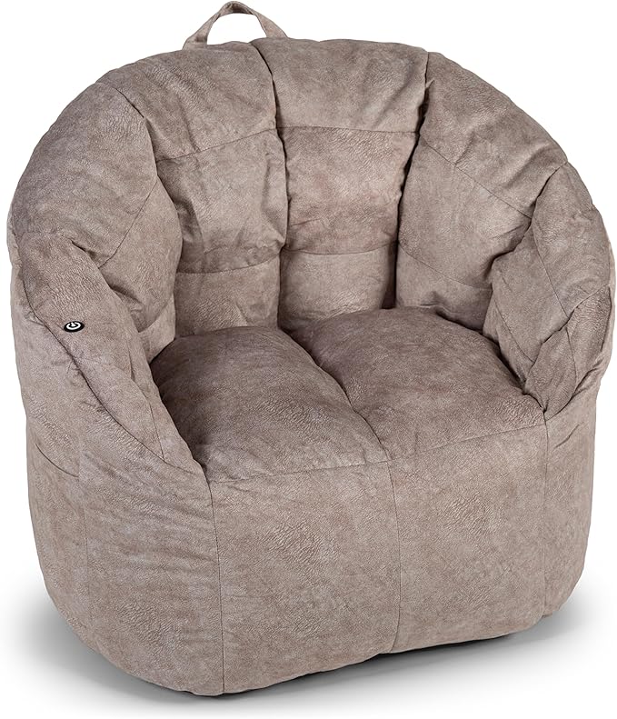 Big Joe Milano w/ Vibe Vibrating Massage Bean Bag Chair, Lunar Gray Hyde by BigJoe