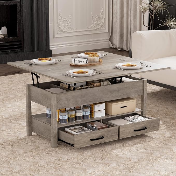 SYESWAY 42'' Lift Top Coffee Table, 4-in-1 Multifunctional Lift Coffee Table - Image 8