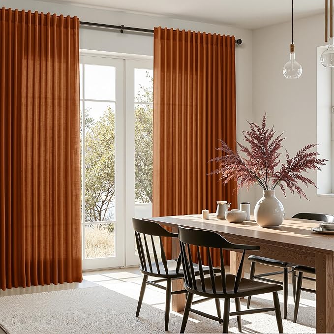 Nanspring Rust Linen Curtains 63 Inch Length - Image 8