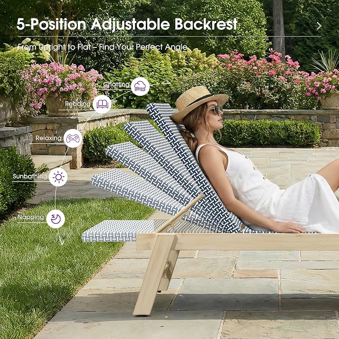 PURPLE LEAF Extra Large Patio Chaise Lounge 2 Pieces French Outdoor Wicker - Image 8