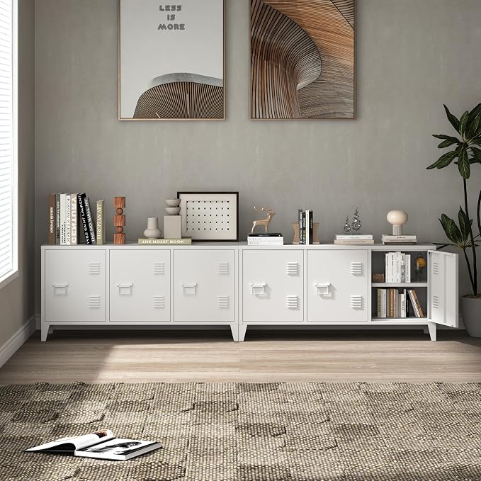 MIOCASA TV Stand 3 Door Metal Storage Locker Cabinet - Image 7