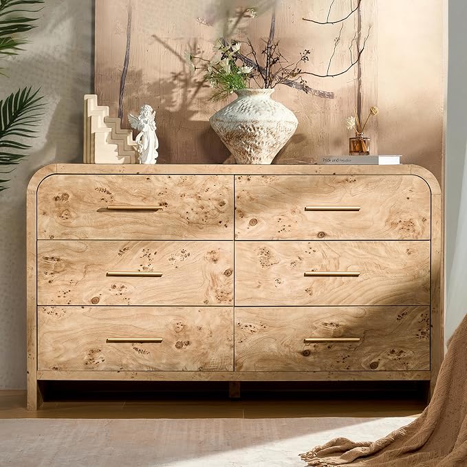 Curved 6-Drawer Dresser for Bedroom, Vanity Desk TV Stand for Living Room - Image 5