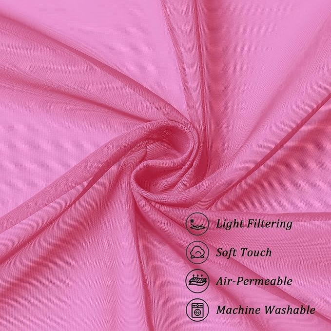 Chyhomenyc Hot Pink Sheer Curtains 84 Inches Long 2 Panels Set, Light Filtering - Image 7
