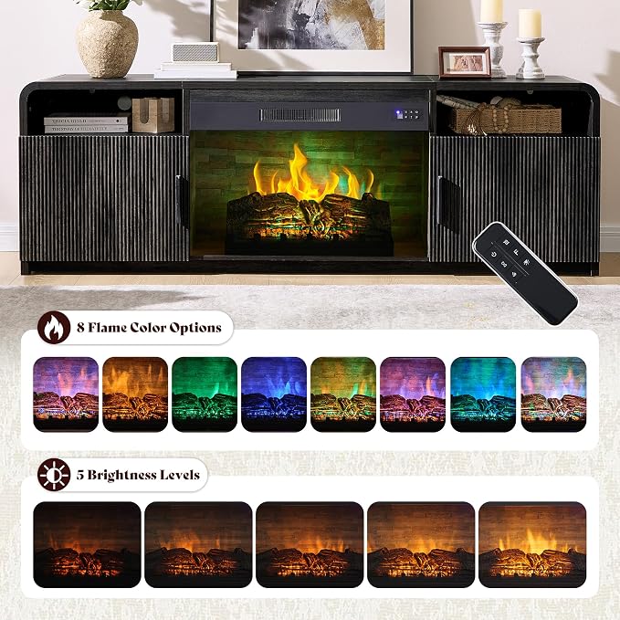 AMERLIFE 70" Fluted Fireplace TV Stand - Image 4