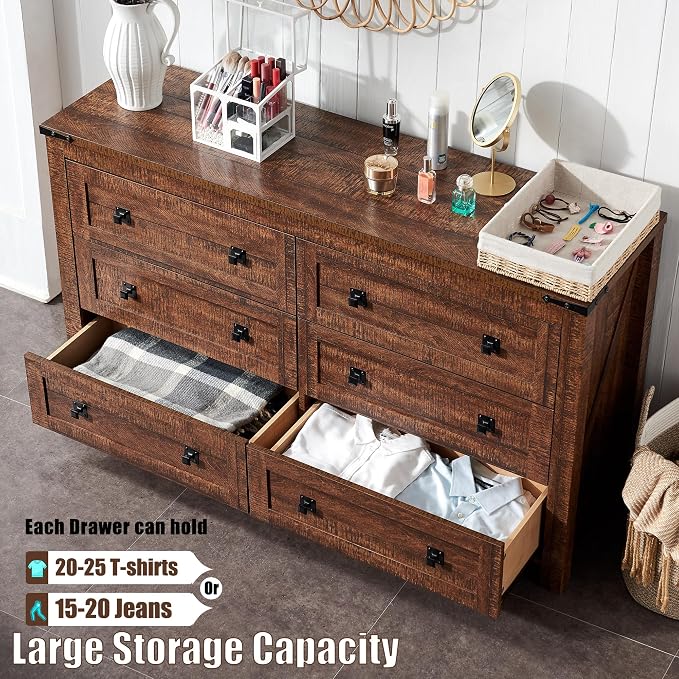 T4TREAM Farmhouse 6 Drawers Dresser - Image 3