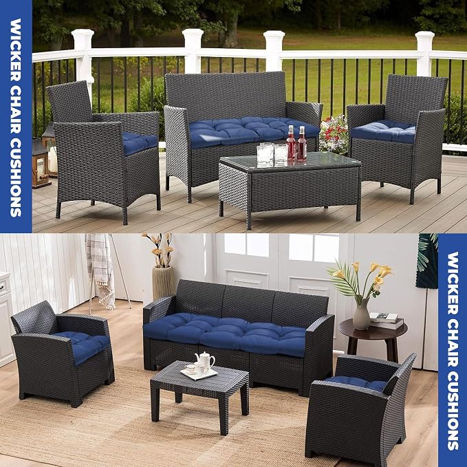 DANGHOOGY Wicker Chair Cushions, Waterproof Outdoor Loveseat Cushions - Image 5