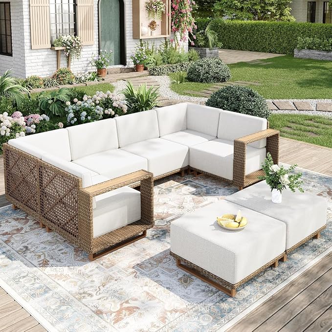 MIXPATIO Patio Sectional Furniture Set, 6 Piece Outdoor Wicker Sofa Patio Couch by MIXPATIO