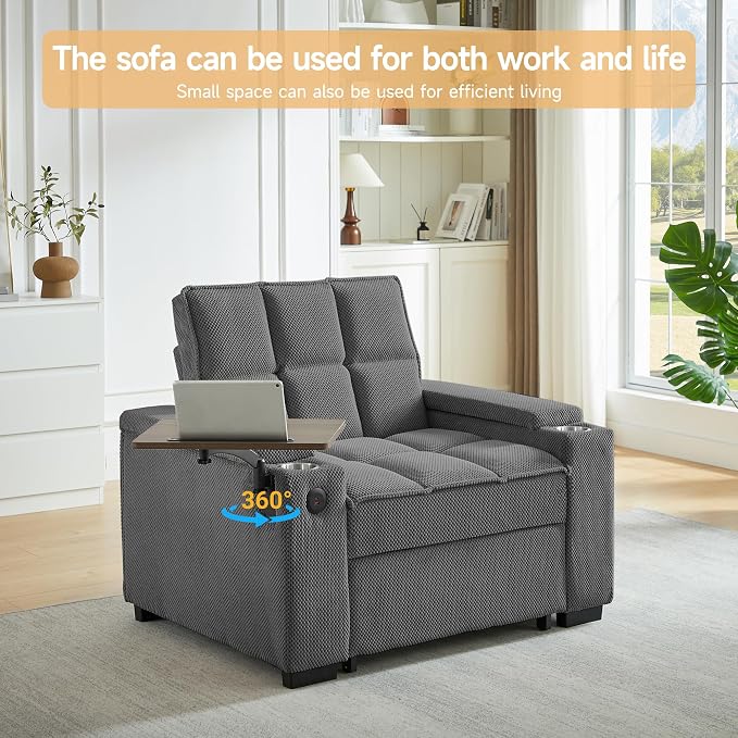Auvsoce 3-in-1 Folding Convertible Sofa Bed Set of 2, Sleep Couch - Image 5