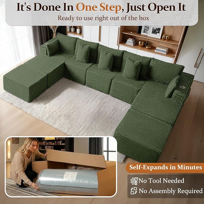 168" Cloud Sectional Couch, Comfort U Shaped Sofa - Image 3