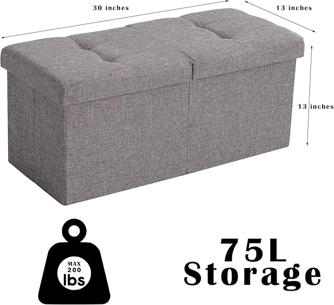 Storage Ottoman Bench Foldable Seat Footrest Shoe Bench End of Bed Storage - Image 3