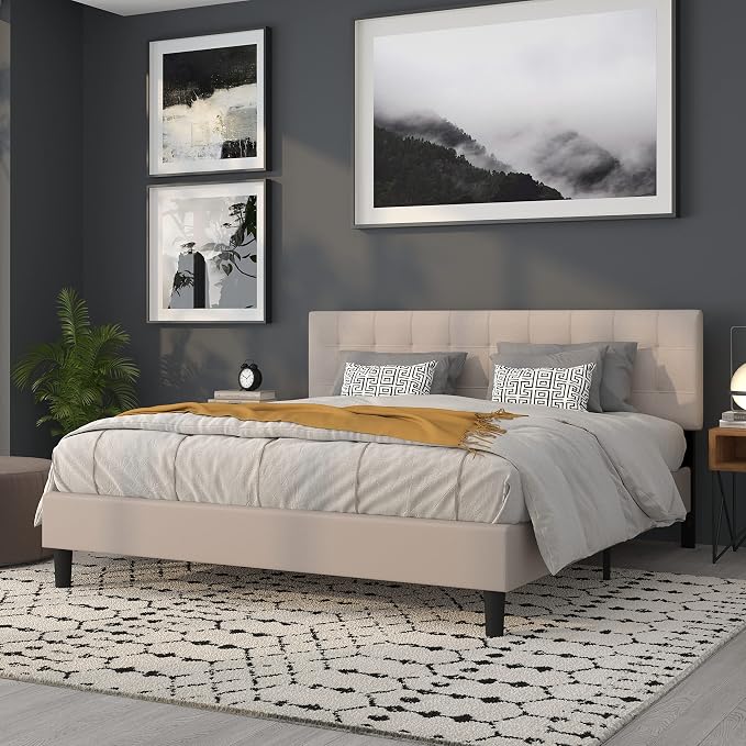 Flash Furniture Bedford Box Stitch Tufted Upholstered King Size Headboard in - Image 6